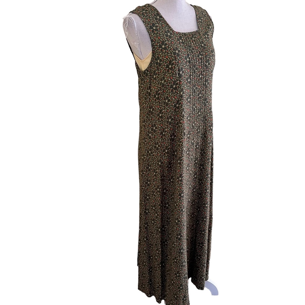 April Cornell Vintage Green with Yellow/Orange Ditsy Floral Maxi Dress S - Picture 5 of 13